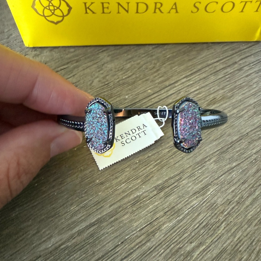 NWT Kendra Scott Elton bracelet in gunmetal and multicolor drusy
